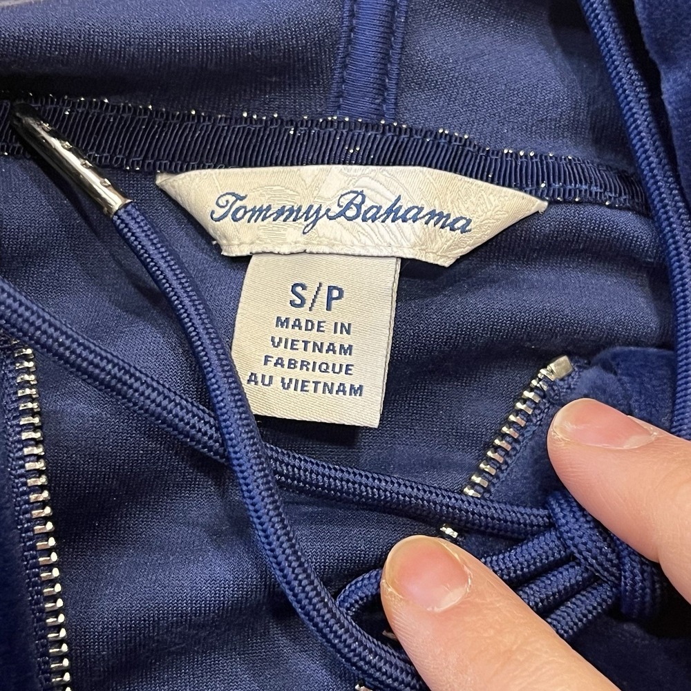 Tommy Bahama Blue‎ Velour Full-Zip Hooded Jacket, Women's Size Small - Picture 2 of 10
